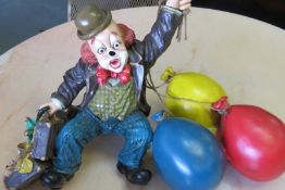 Cast Resin Vintage Clown Holding Balloons