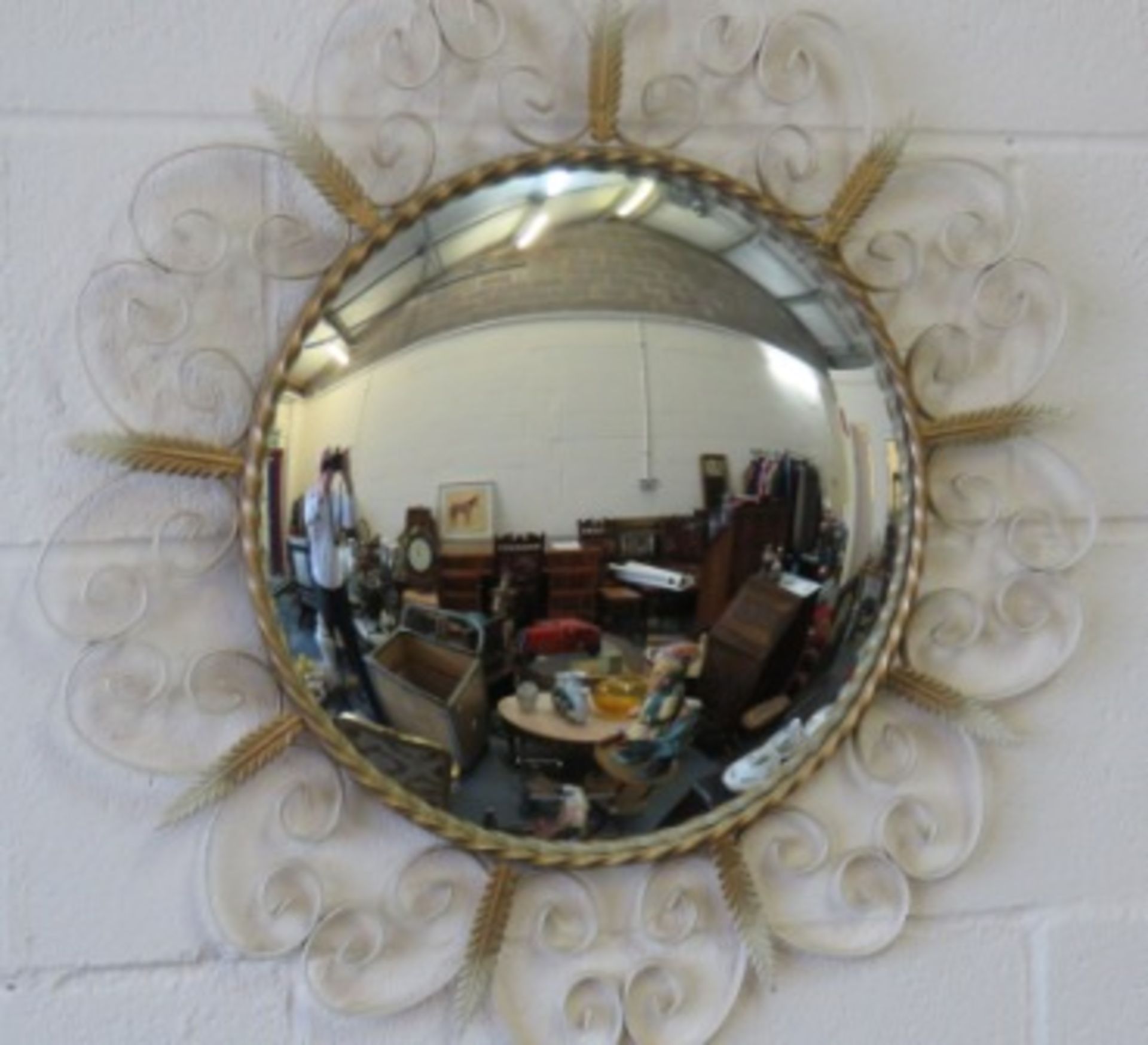 Vintage Wrought Iron Framed Convex Mirror