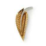 Van Cleef & Arpels 18k Yellow Gold Diamond Vintage Brooch Large