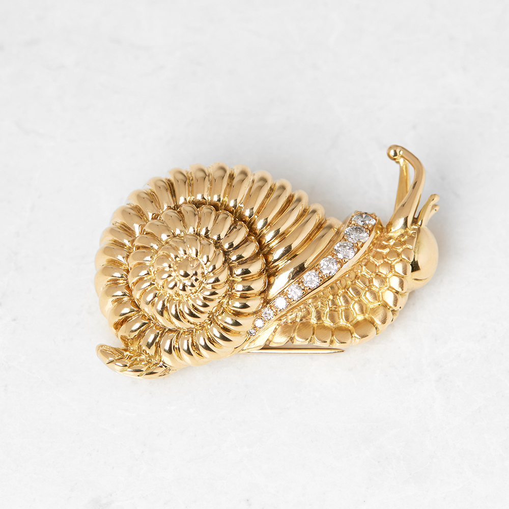 Rene Boivin 18k Yellow Gold Diamond Snail Brooch - Image 2 of 8