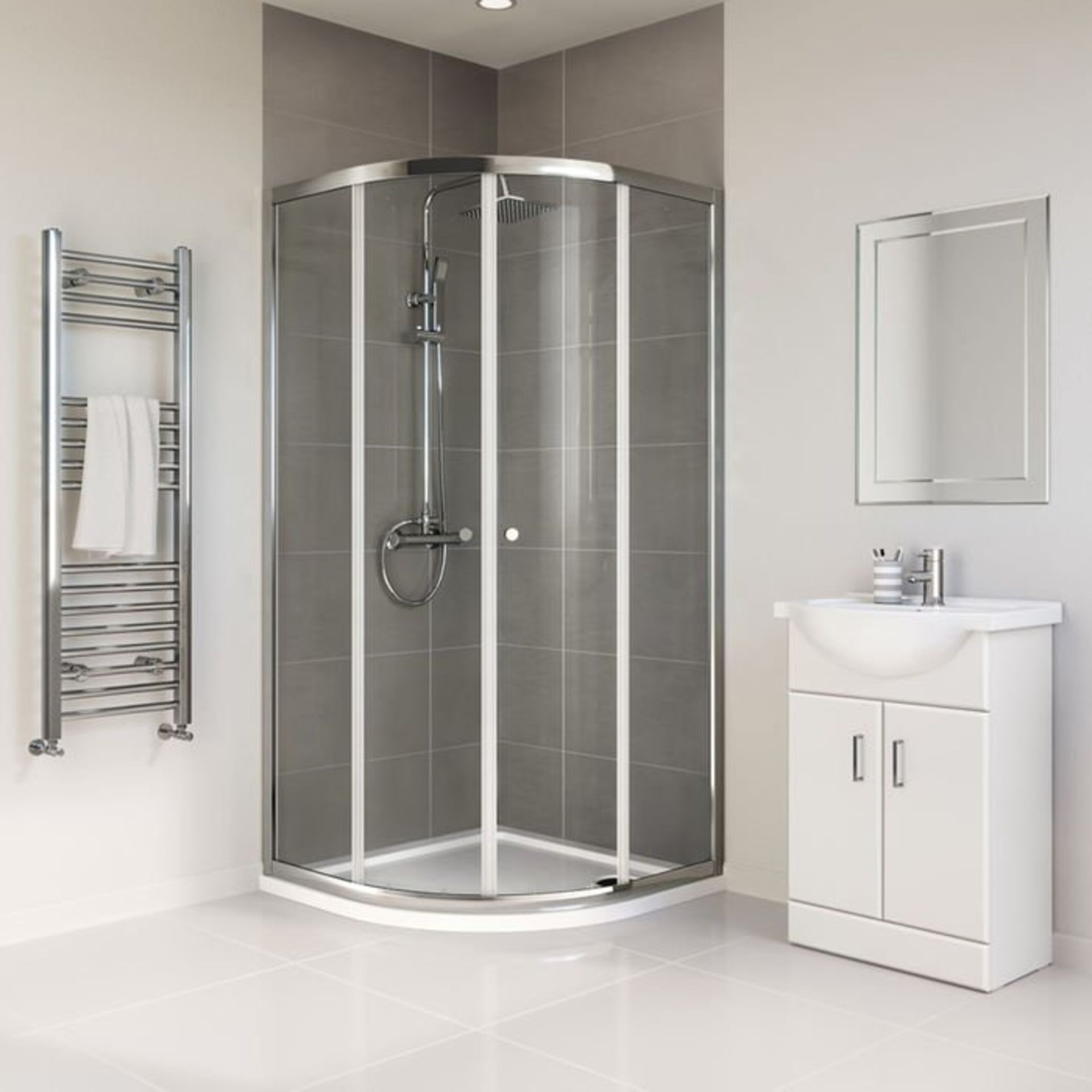 (G44) 800x800mm - Elements Quadrant Shower Enclosure RRP £199.99 4mm Safety Glass Fully waterproof - Image 3 of 6