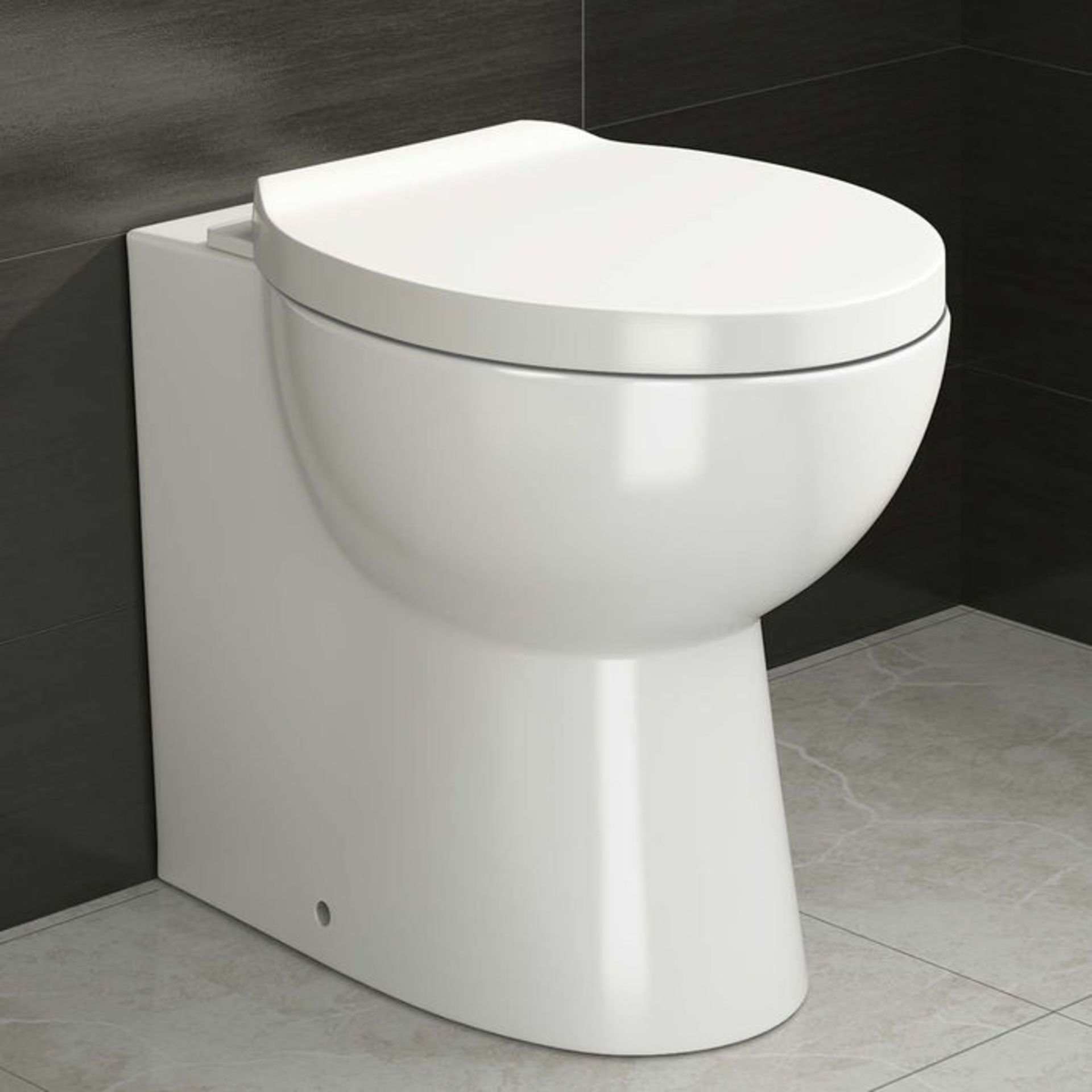 (G113) Crosby Back to Wall Toilet inc Soft Close Seat Made from White Vitreous China Finished in a