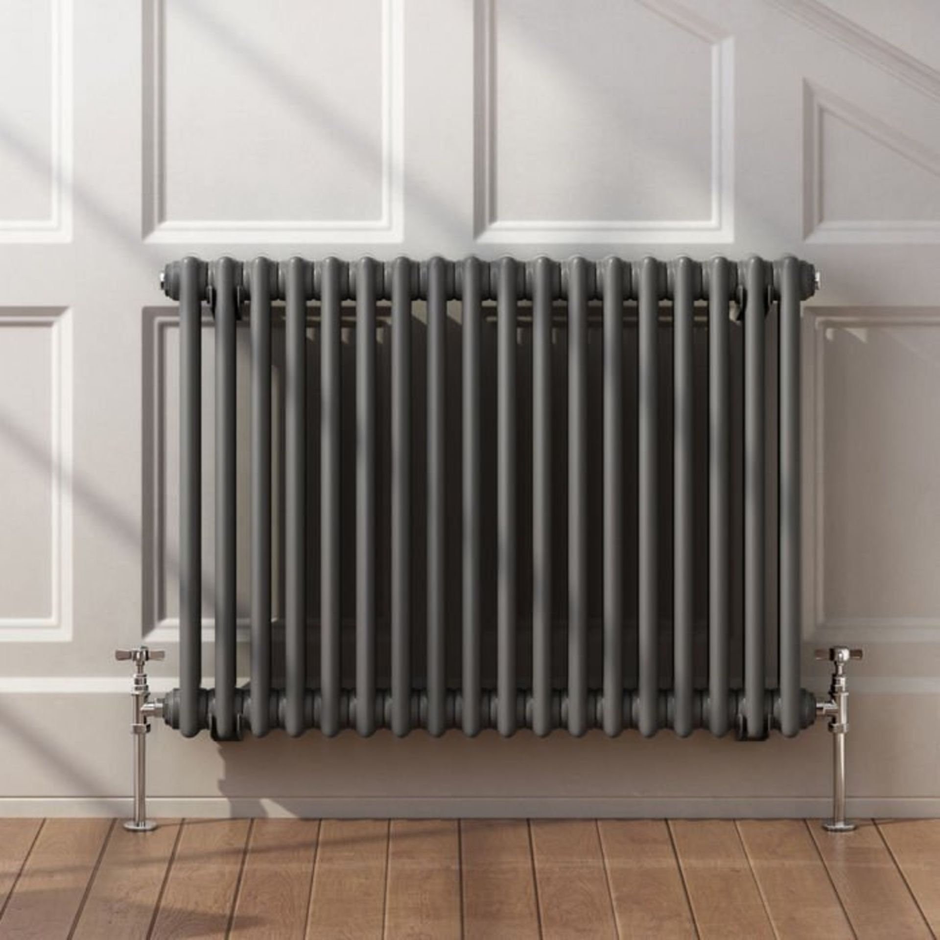 (S203) 600x828mm Anthracite Double Panel Horizontal Colosseum Traditional Radiator. RRP £447.99. - Image 2 of 4
