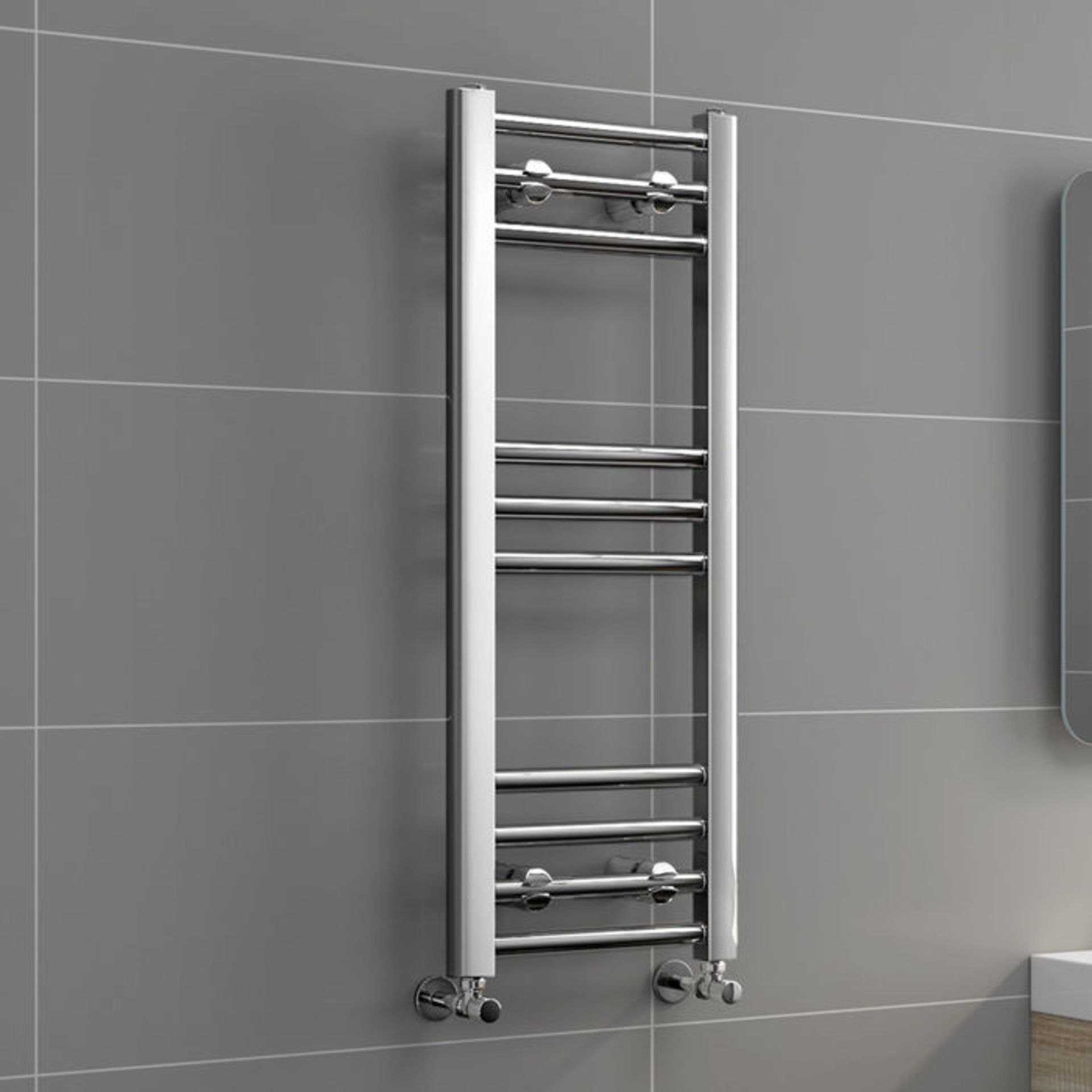 (G52) 800x300mm - 20mm Tubes - Chrome Heated Straight Rail Ladder Towel Rail Low carbon steel chrome