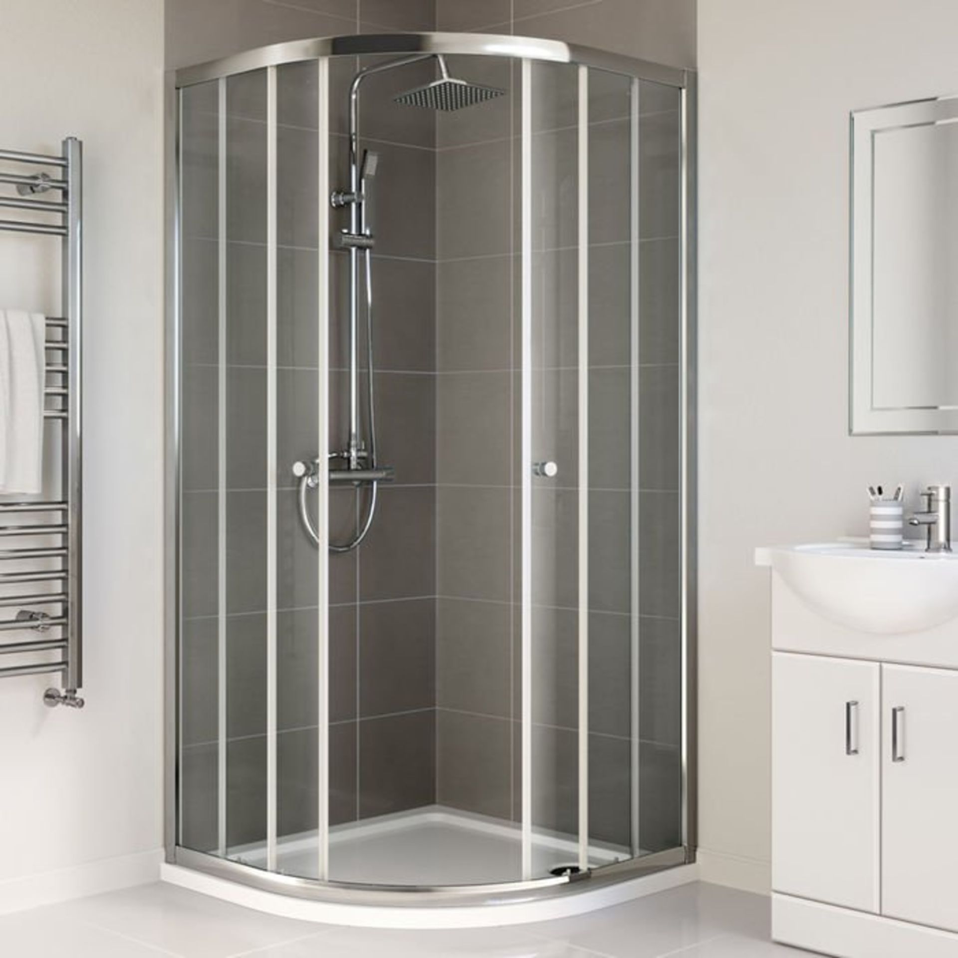 (G44) 800x800mm - Elements Quadrant Shower Enclosure RRP £199.99 4mm Safety Glass Fully waterproof - Image 2 of 6