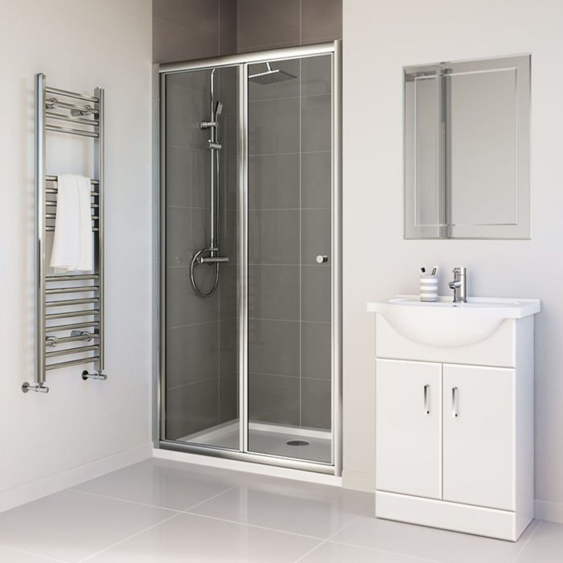 (G41) 1000mm - Elements Bi Fold Shower Door. RRP £299.99. 4mm Safety Glass Fully waterproof tested - Image 3 of 8