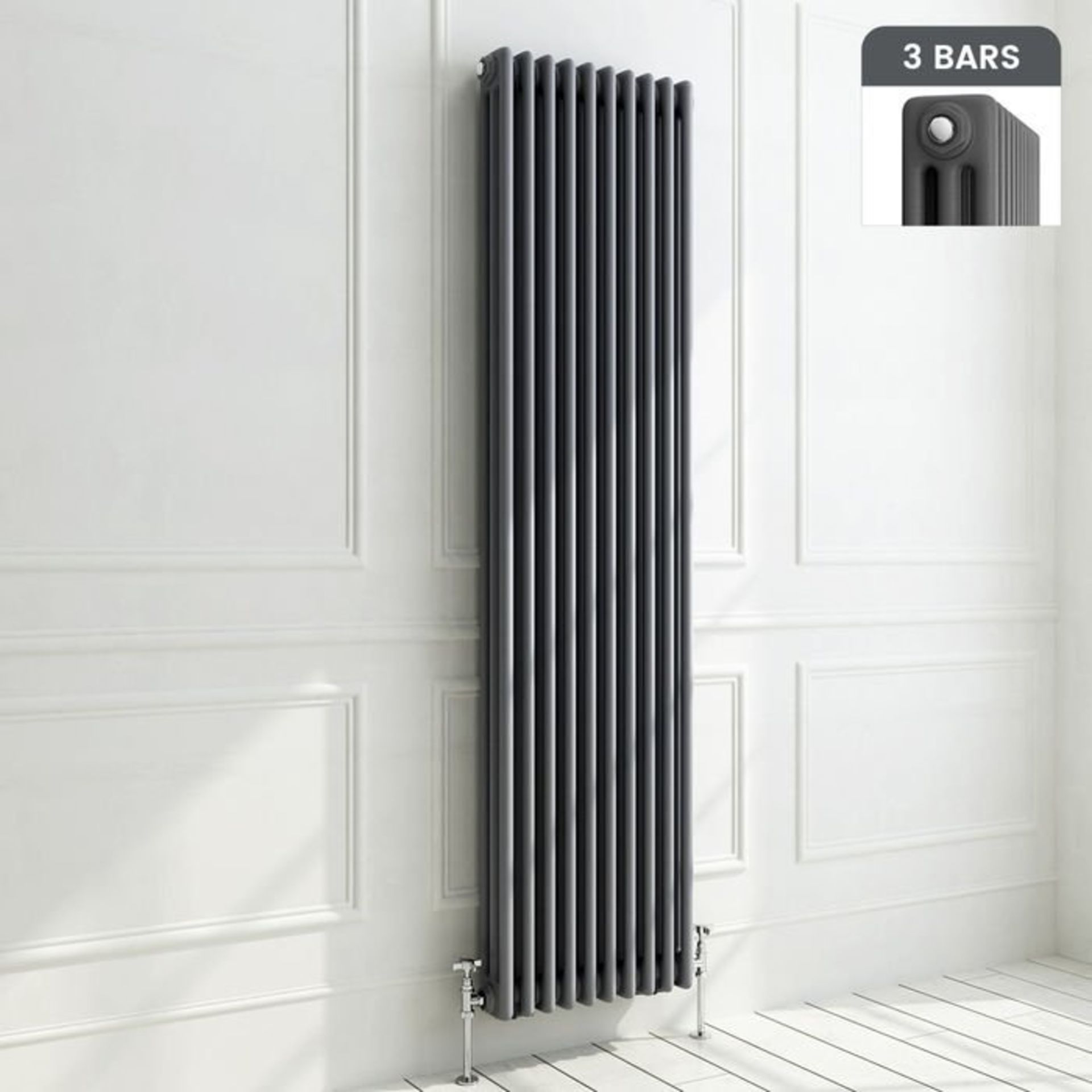 (G83) 1800x468mm Anthracite Triple Panel Vertical Colosseum Traditional Radiator RRP £409.99