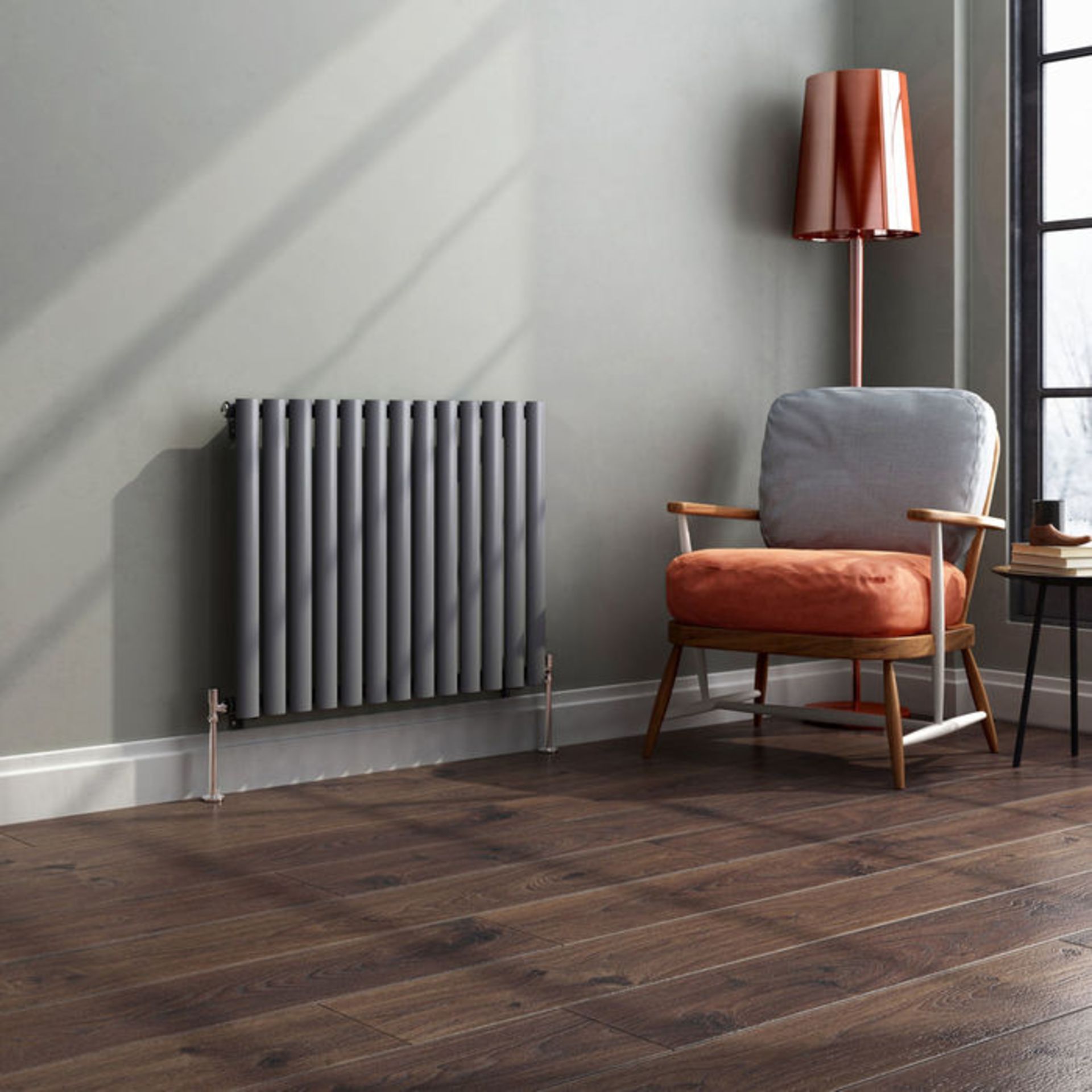 (G6) 600x780mm Anthracite Single Panel Oval Tube Horizontal Radiator RRP £167.99 Low carbon steel, - Image 2 of 5