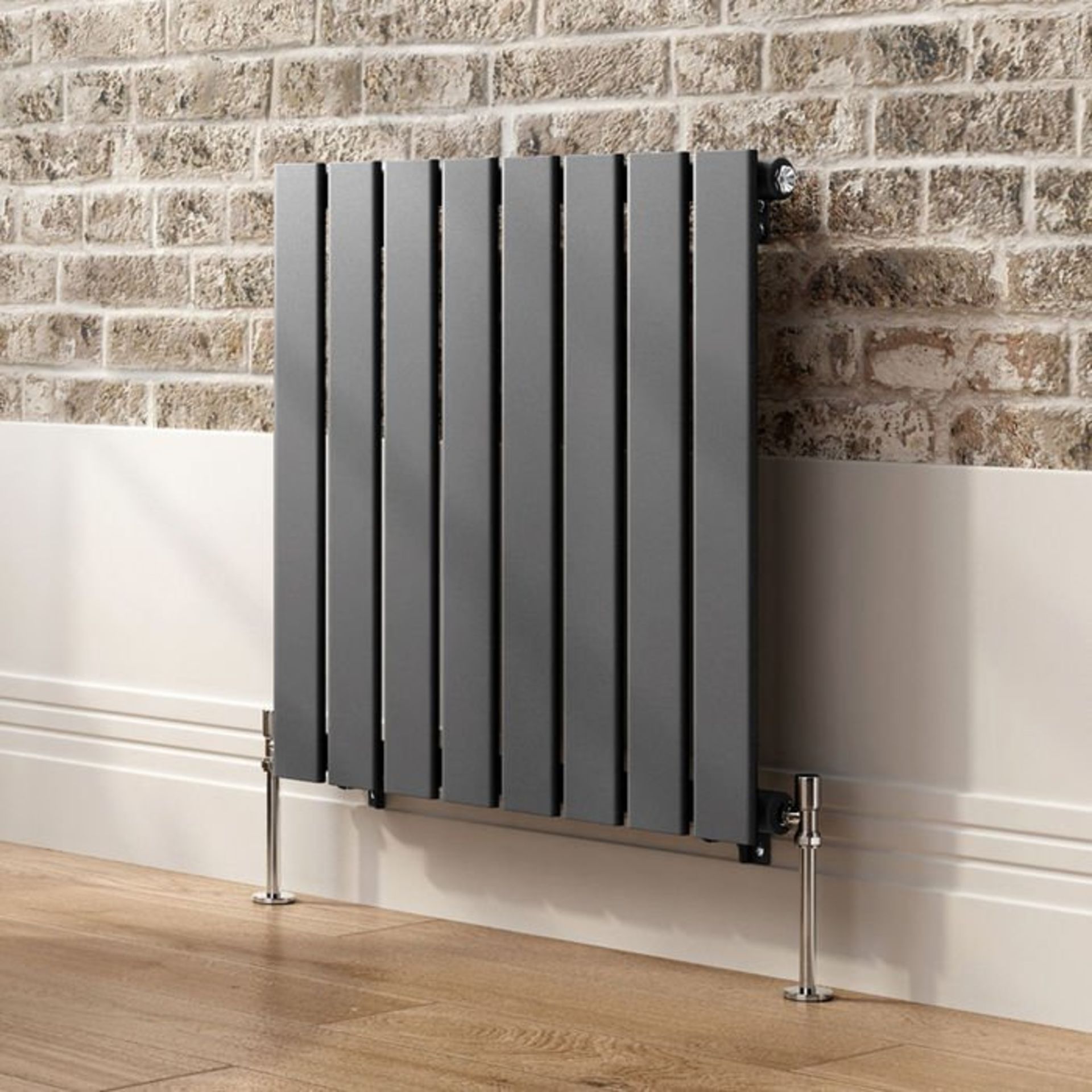 (G104) 600x604mm Anthracite Single Flat Panel Horizontal Radiator RRP £170.99 Low carbon steel, - Image 2 of 4