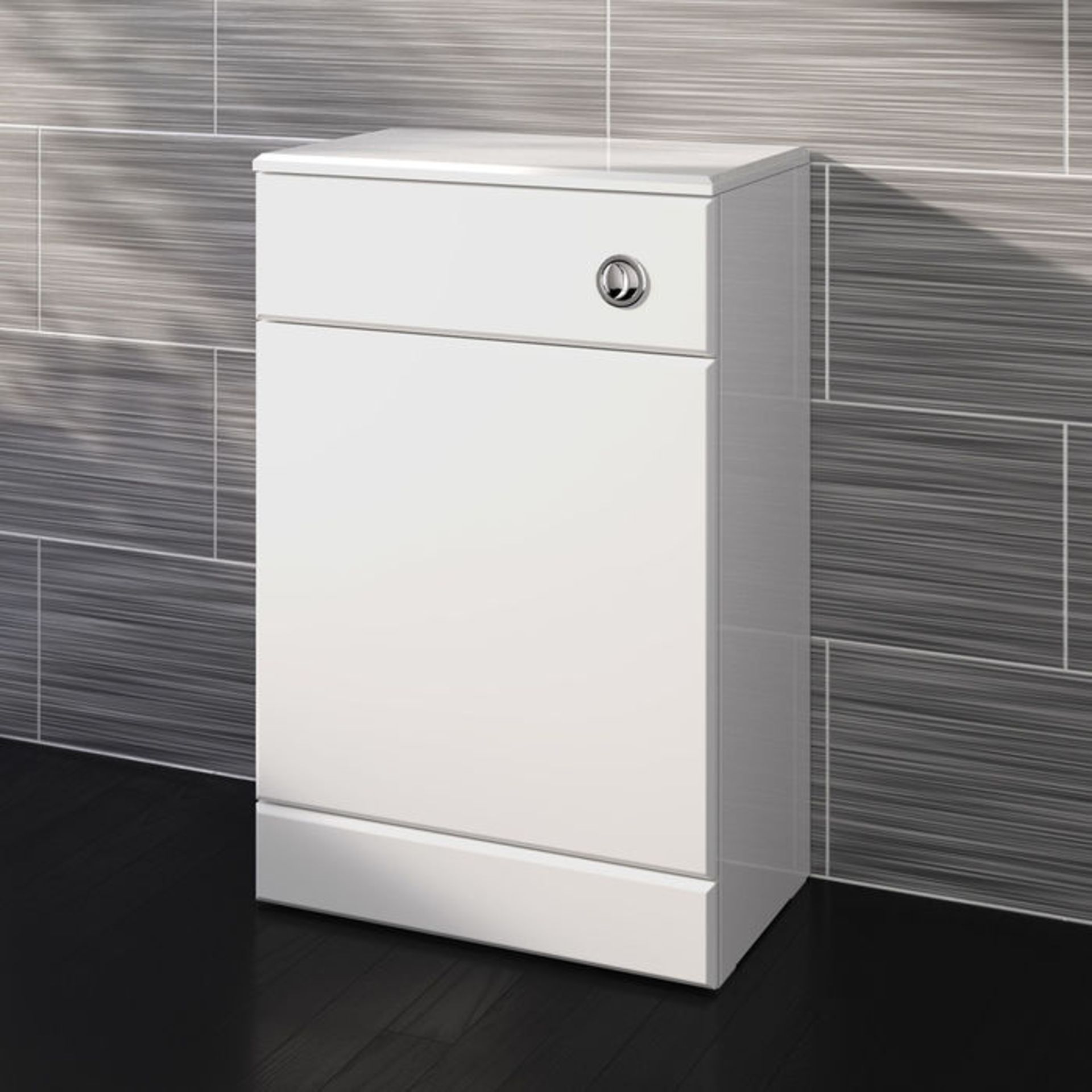 (G80) 500x300mm Quartz Gloss White Back To Wall Toilet Unit RRP £143.99 Pristine gloss white - Image 2 of 5