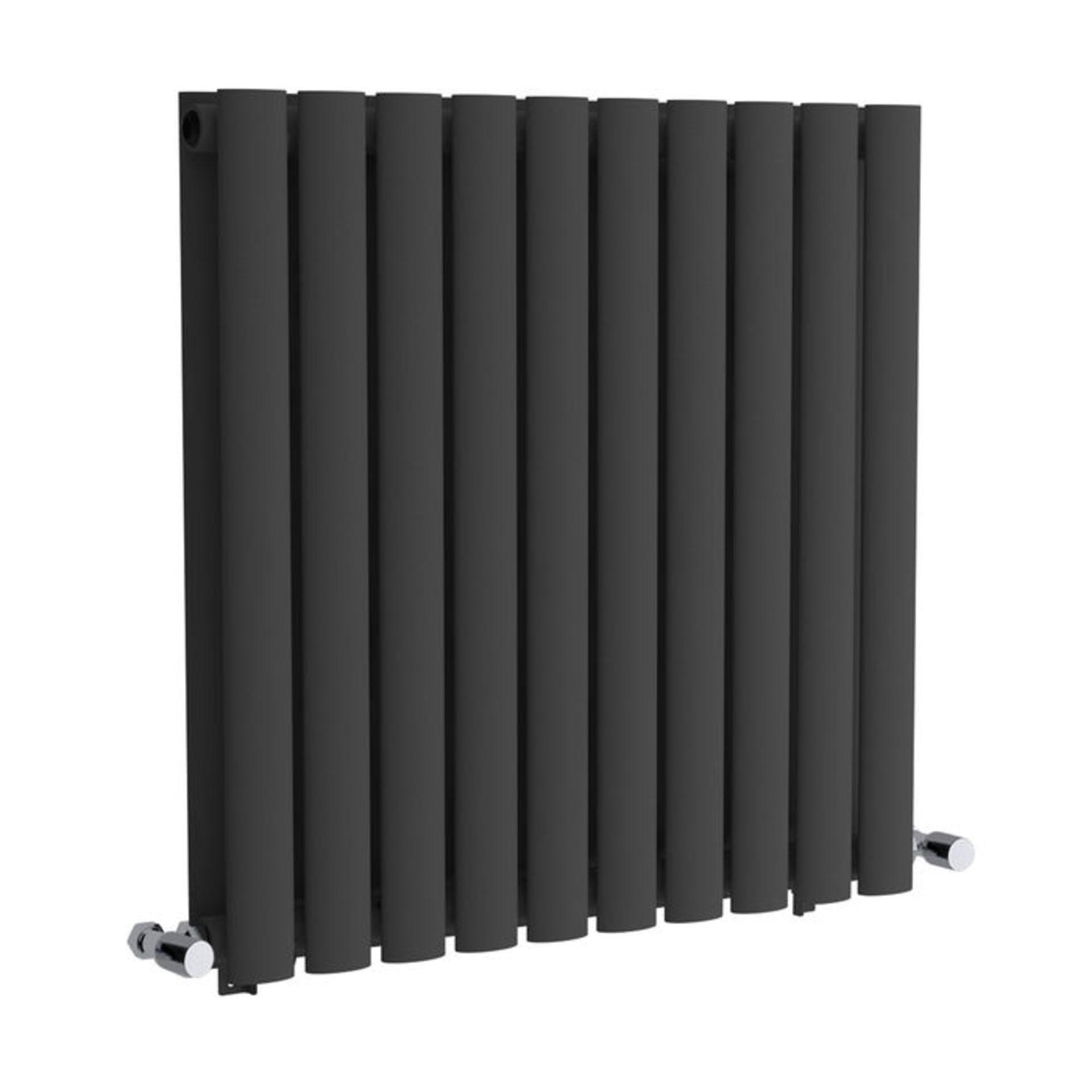 (G7) 600x600mm Anthracite Double Panel Oval Tube Horizontal Radiator RRP £331.99 Low carbon steel, - Image 3 of 3