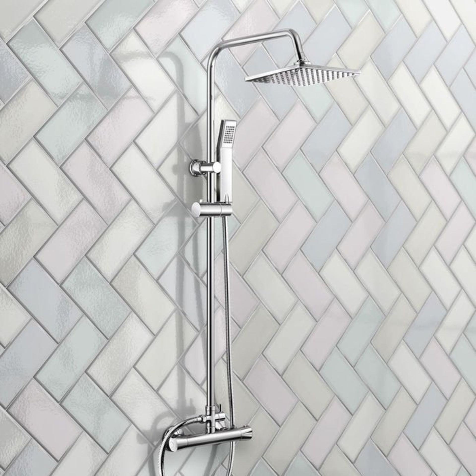 (G63) Square Exposed Thermostatic Shower Kit & Medium Head. They say three is a magic number, - Image 3 of 6