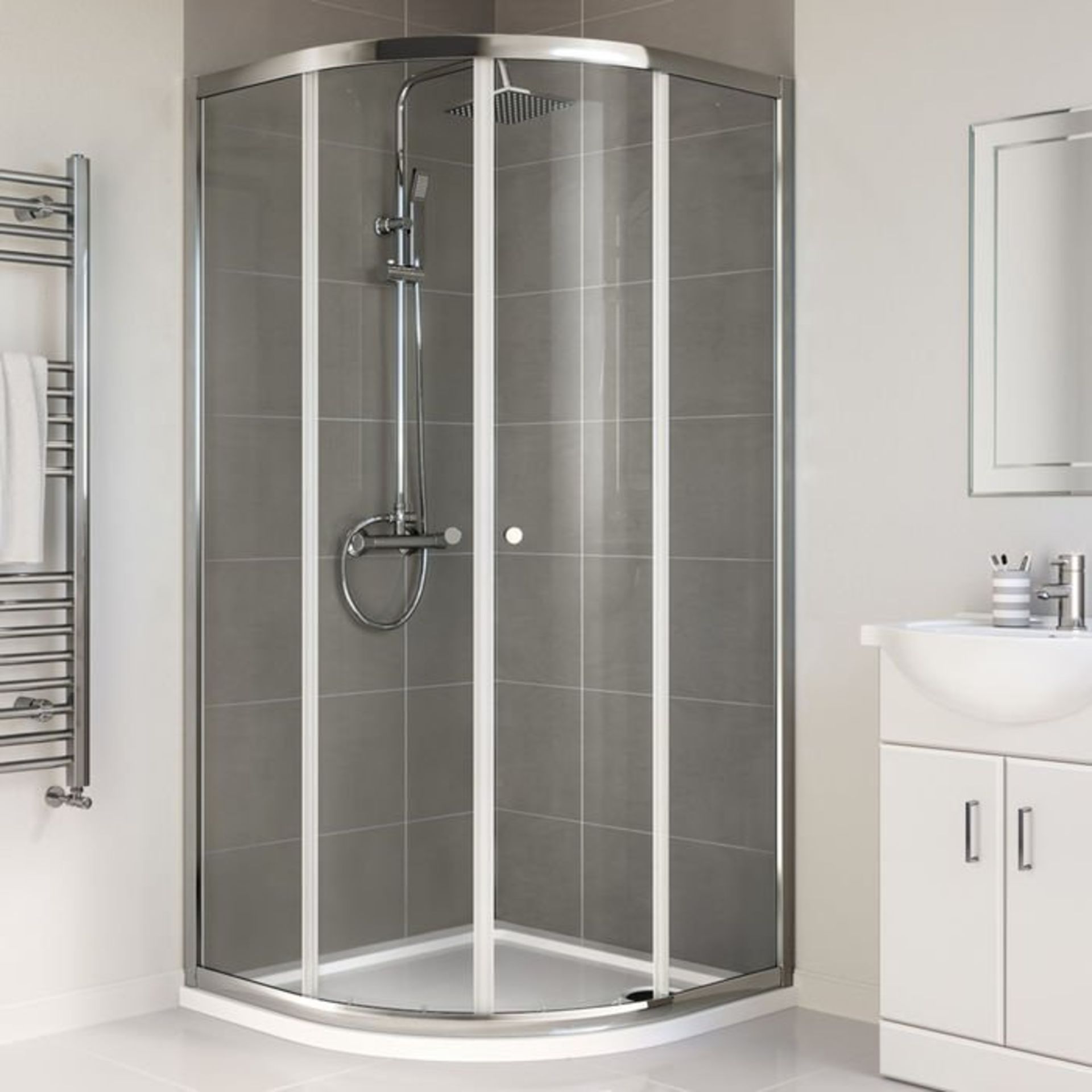 (G44) 800x800mm - Elements Quadrant Shower Enclosure RRP £199.99 4mm Safety Glass Fully waterproof