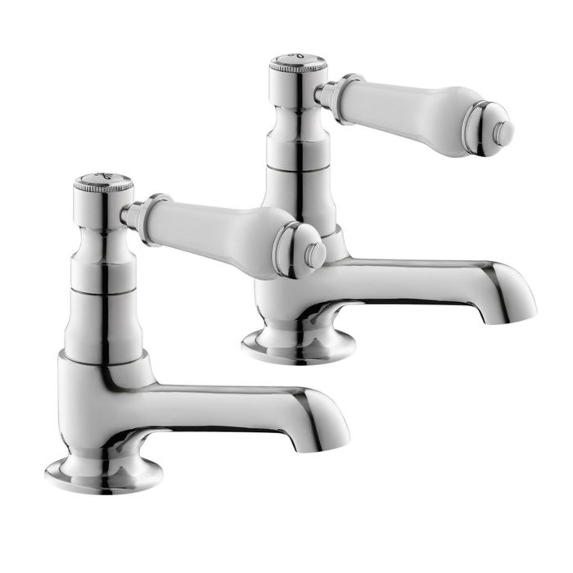 (G28) Regal Twin Hot & Cold Traditional Chrome Lever Bath Tub Taps Chrome Plated Solid Brass 1/4 - Image 3 of 3