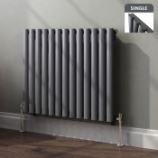 (G6) 600x780mm Anthracite Single Panel Oval Tube Horizontal Radiator RRP £167.99 Low carbon steel,