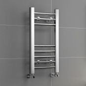 (G2) 600x300mm - 20mm Tubes - Chrome Heated Straight Rail Ladder Towel Rail. Low carbon steel chrome