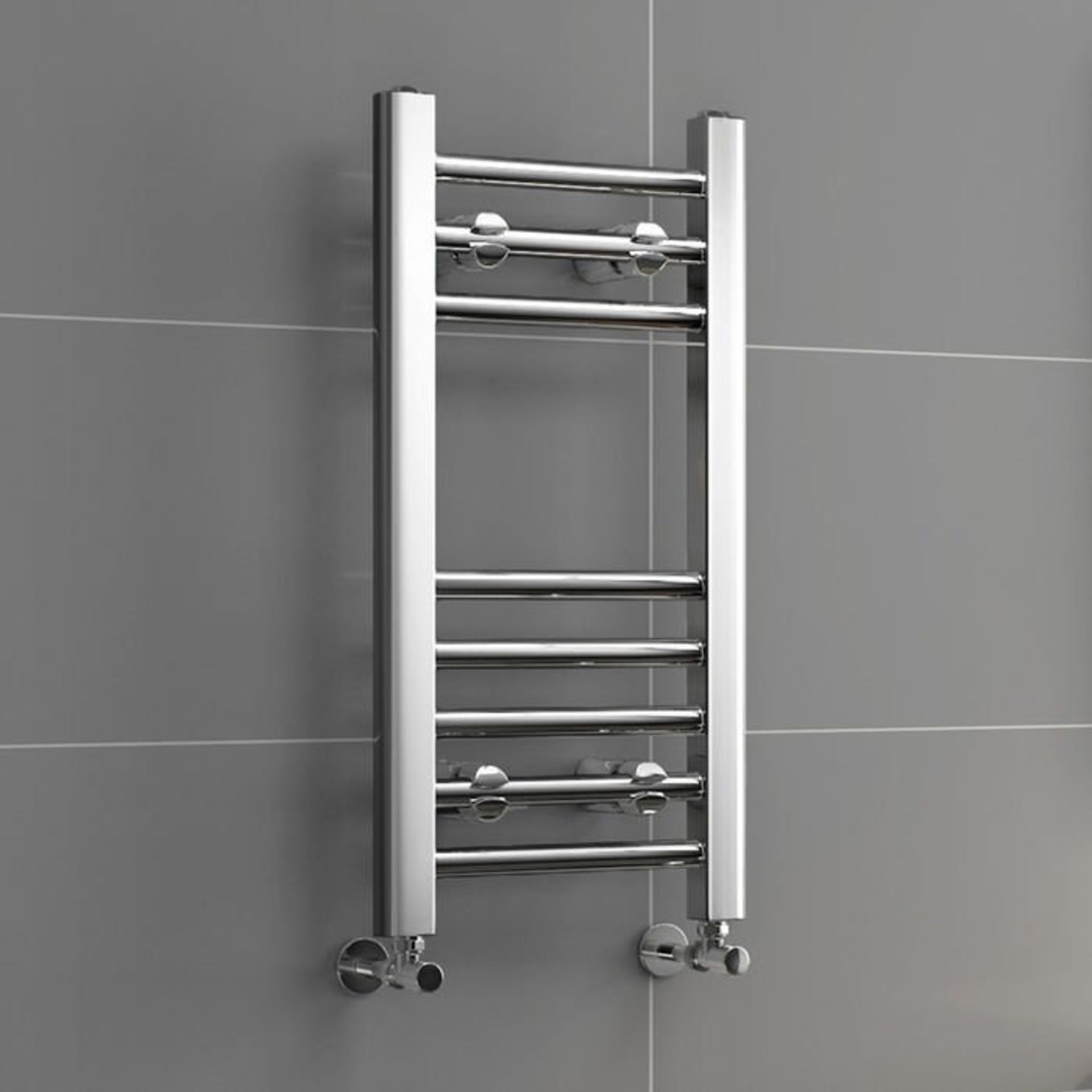 (G2) 600x300mm - 20mm Tubes - Chrome Heated Straight Rail Ladder Towel Rail. Low carbon steel chrome