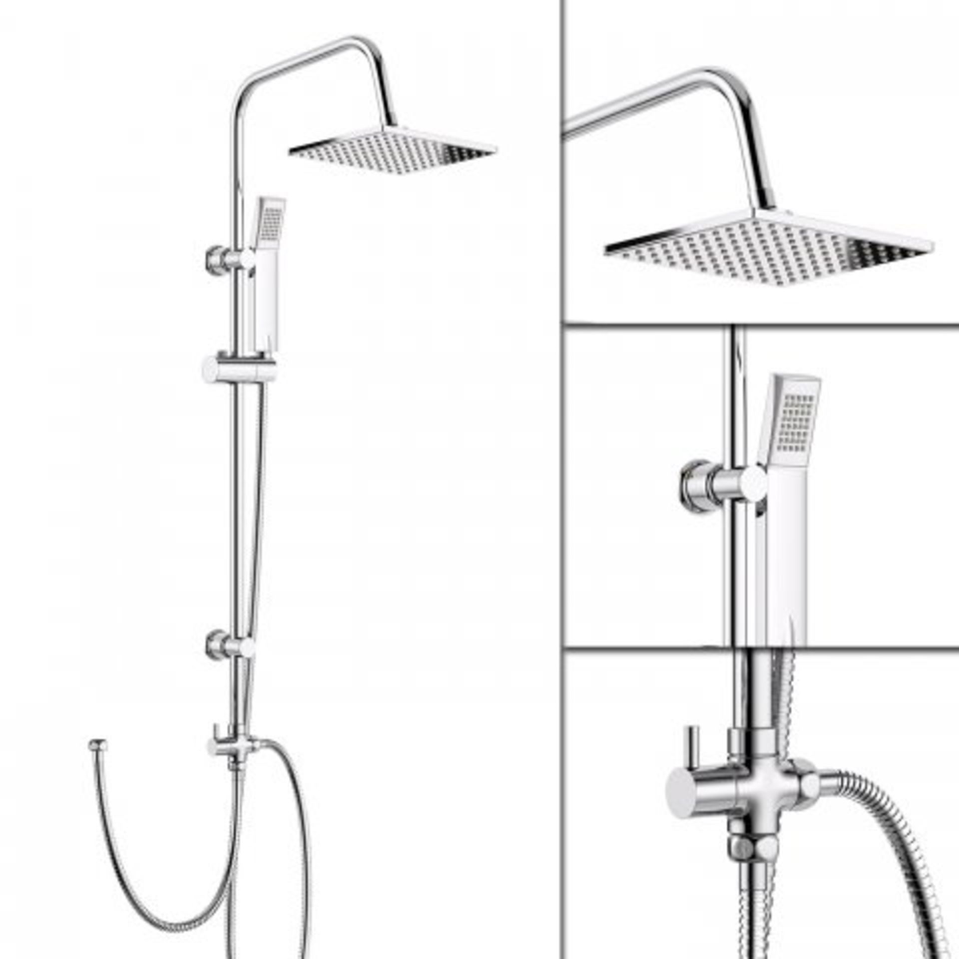 (T87) Square Exposed Thermostatic Shower Kit & Medium Shower Head. The straight lines and - Image 3 of 6