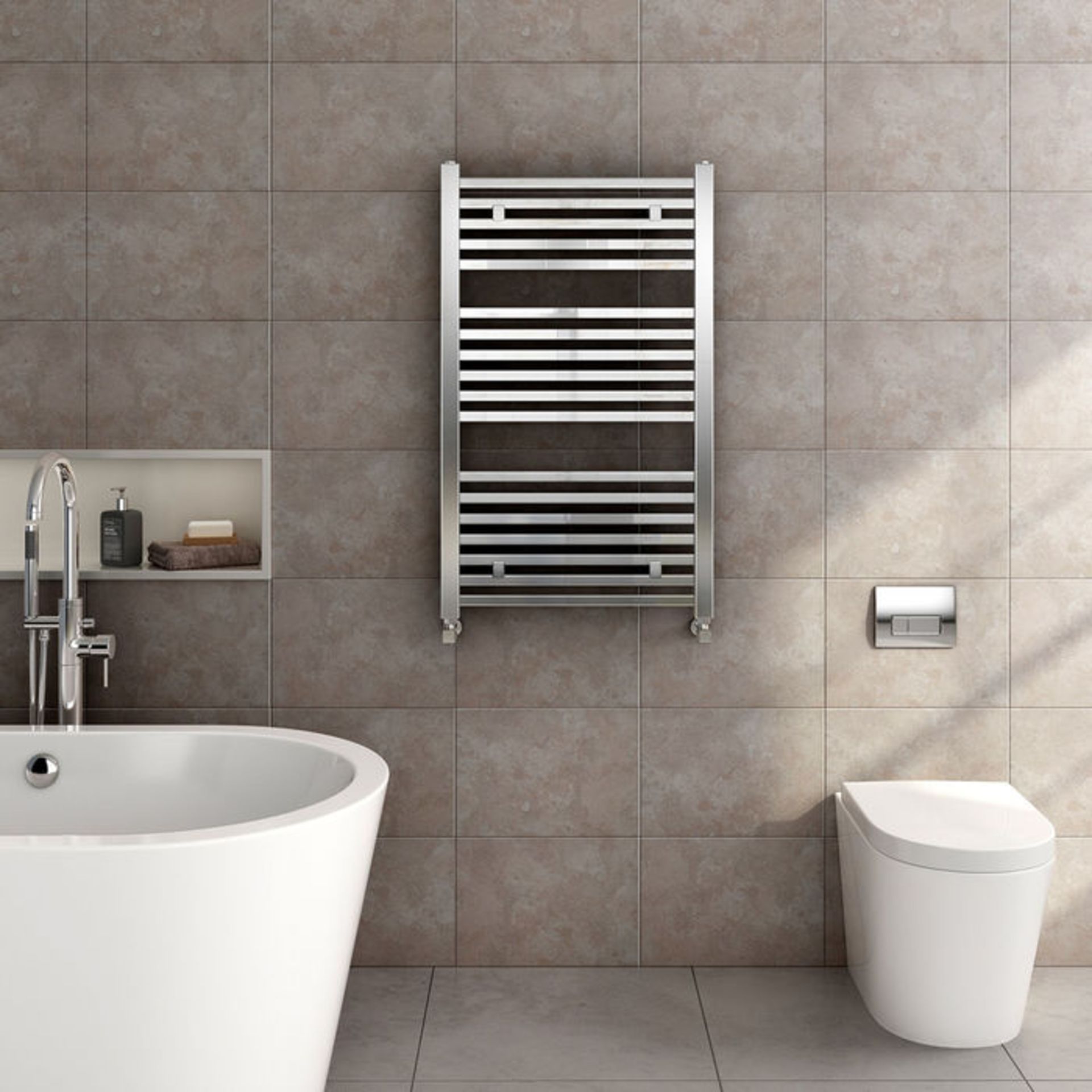 (G53) 1000x600mm Chrome Square Rail Ladder Towel Radiator RRP £226.99 Low carbon steel chrome plated - Image 3 of 4