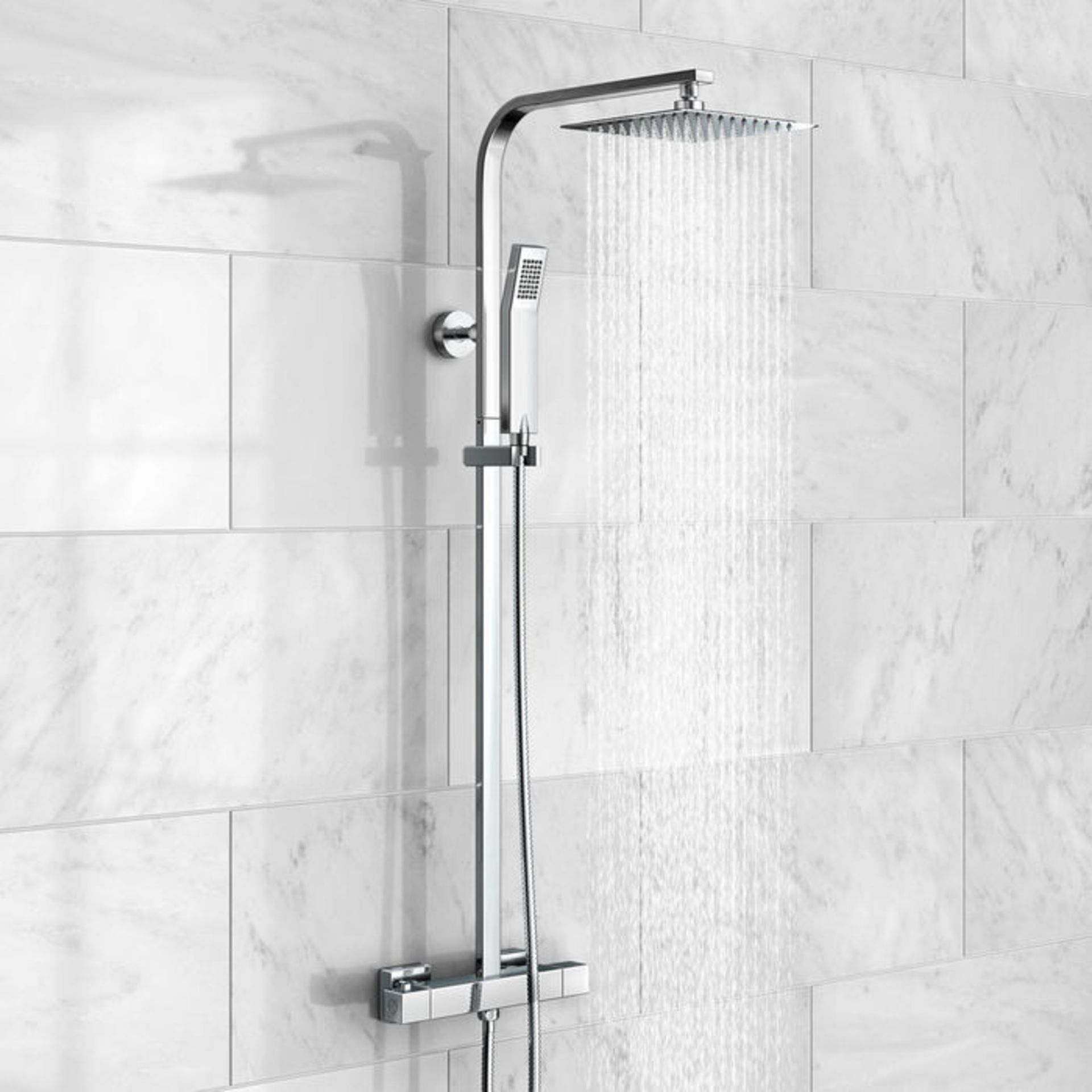 (G59) Square Exposed Thermostatic Shower Kit & Large Head. Style meets function with our gorgeous