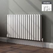 (H103) 600x1020mm Gloss White Double Panel Oval Tube Horizontal Radiator RRP £351.99 Low carbon