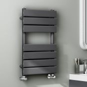 (H48) 650x400mm Anthracite Flat Panel Ladder Towel Radiator RRP £174.99 Made with low carbon steel