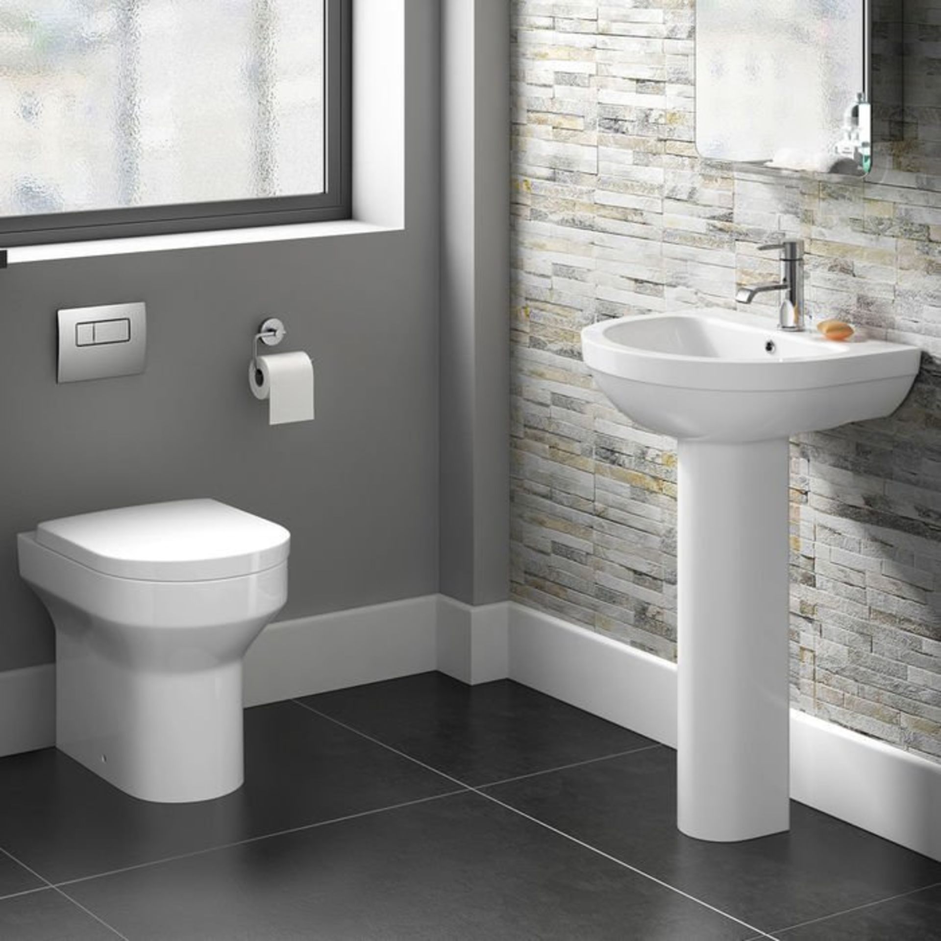(H23) Cesar III Back to Wall Toilet. Designed to be used with a concealed cistern Top mounted - Image 2 of 3