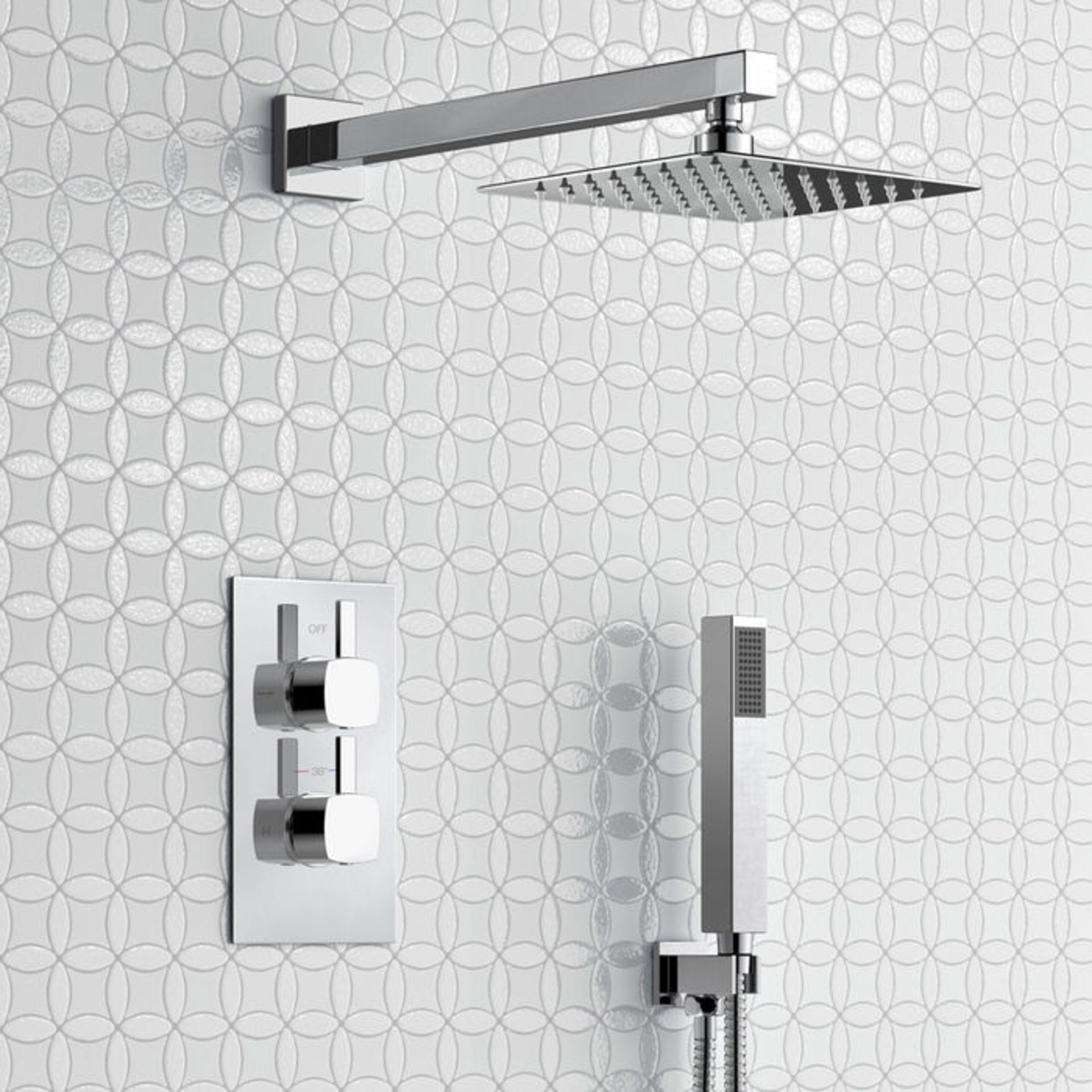 (H37) Square Concealed Thermostatic Mixer Shower Kit & Medium Head. Family friendly detachable - Image 2 of 6