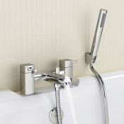 (H115) Melbourne Bath Mixer Taps with Hand Held Shower head RRP £148.99 Chrome Plated Solid Brass