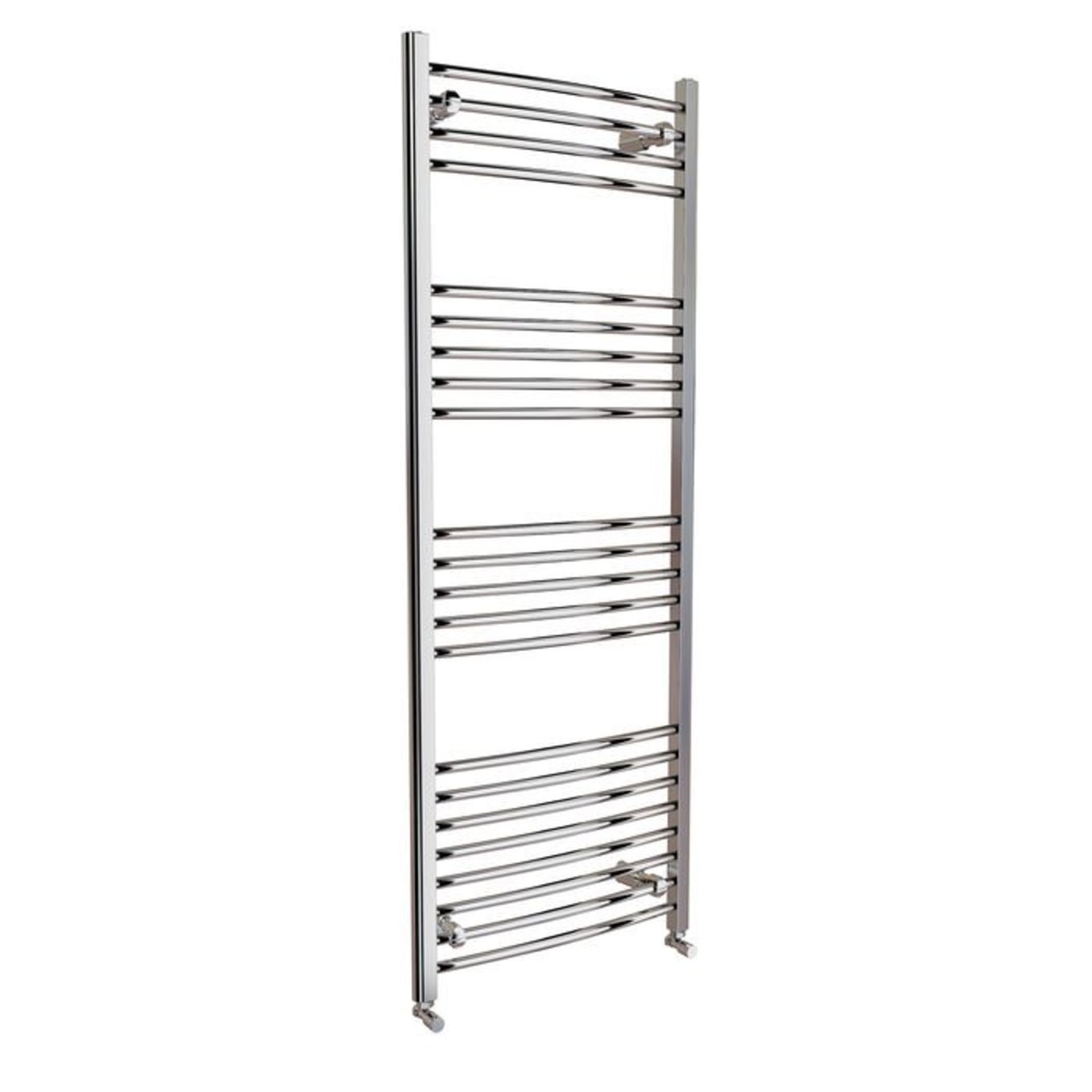 (H151) 1600x600mm - 20mm Tubes - Chrome Curved Rail Ladder Towel Radiator. RRP £150.38. Low carbon - Image 3 of 3