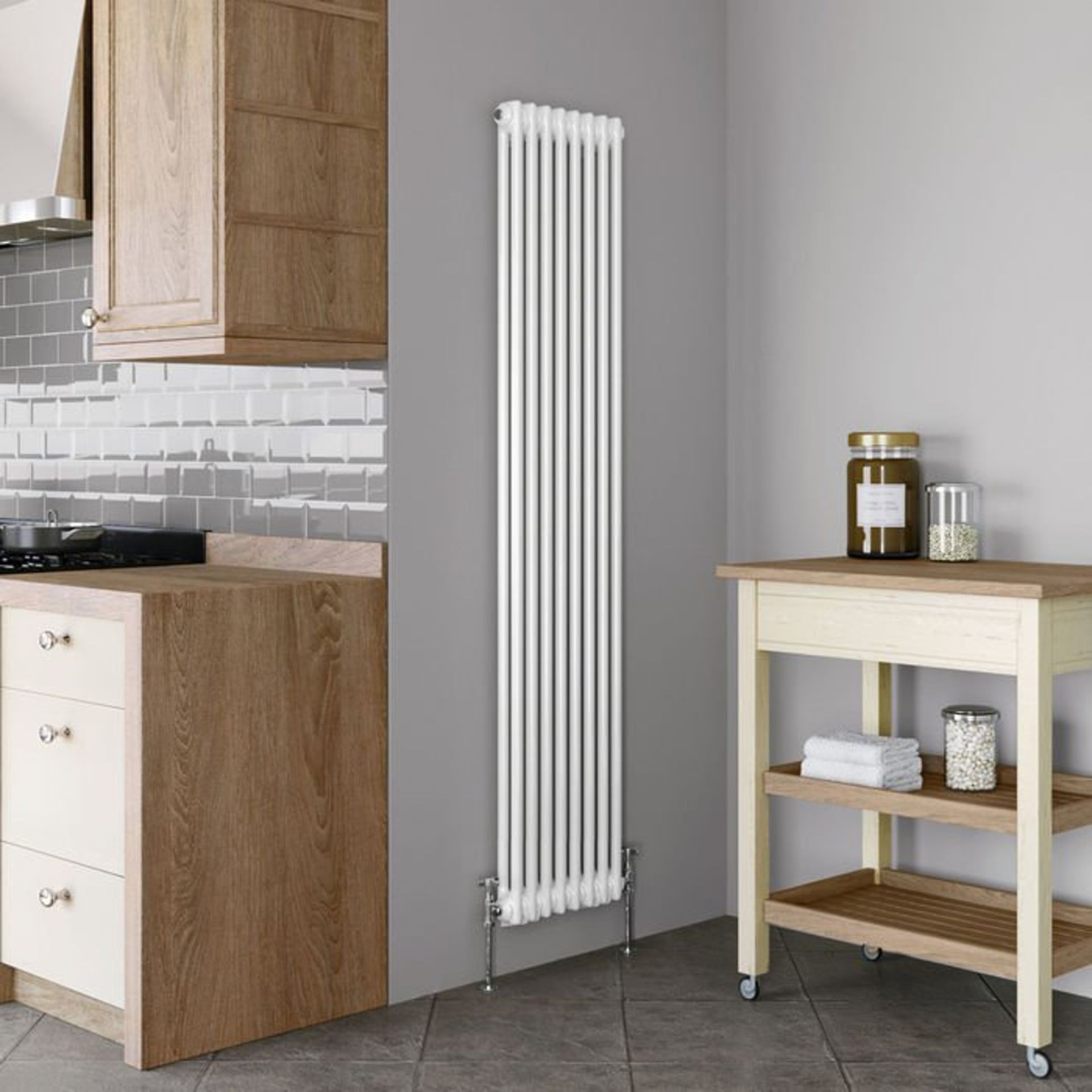 (H178) 1800x380mm White Double Panel Vertical Colosseum Traditional Radiator. RRP £274.99. Low