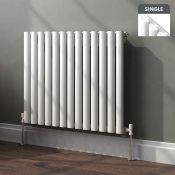 (H42) 600x780mm Gloss White Single Panel Oval Tube Horizontal Radiator RRP £267.99 Low carbon steel,