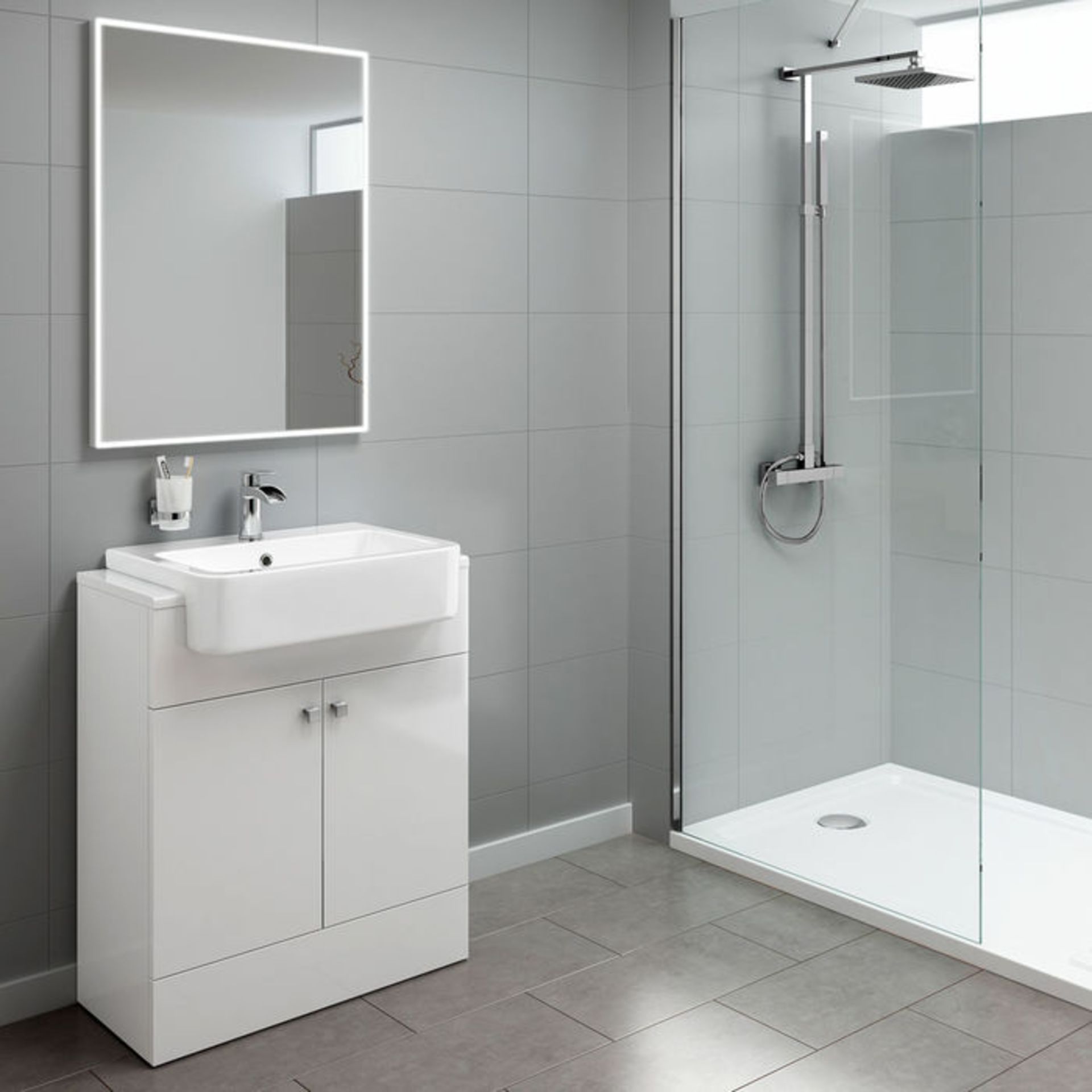 (H20) 660mm Harper Gloss White Basin Vanity Unit - Floor Standing RRP £449.99. COMES COMPLETE WITH - Image 2 of 5
