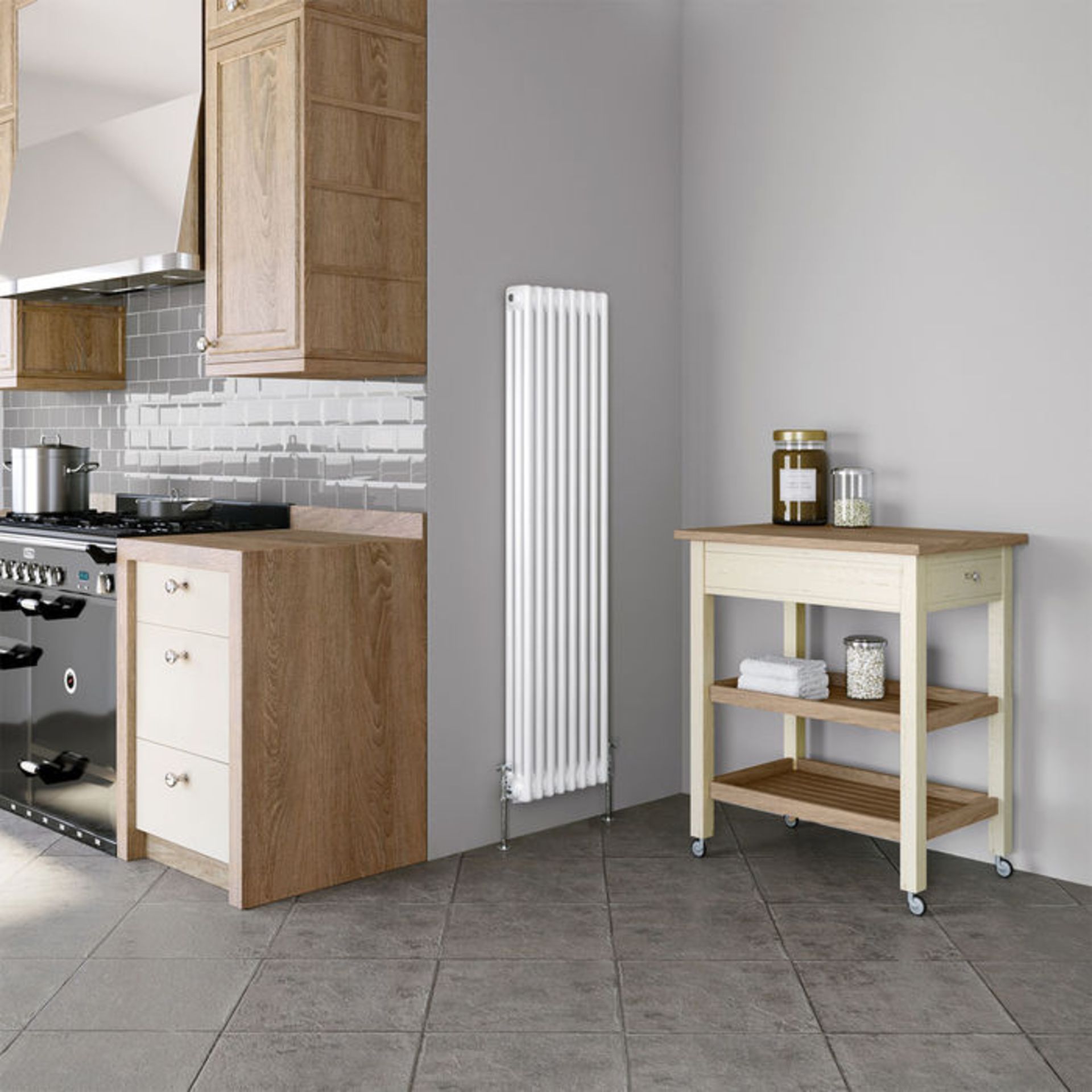 (H208) 1500x380mm White Triple Panel Vertical Colosseum Traditional Radiator. RRP £371.99. Low - Image 3 of 6