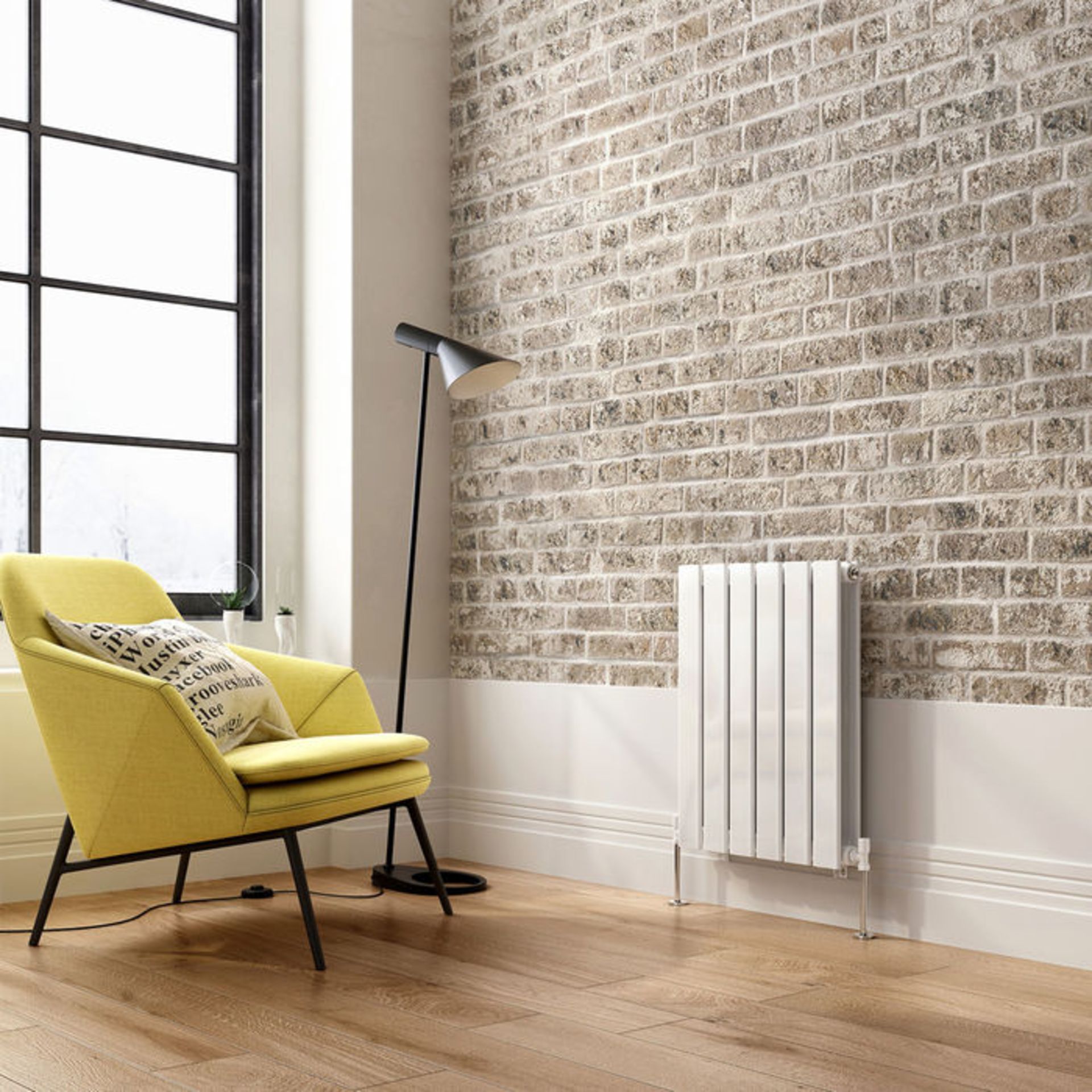 (H41) 600x456mm Gloss White Double Flat Panel Horizontal Radiator RRP £349.99 Engineered under - Image 3 of 4