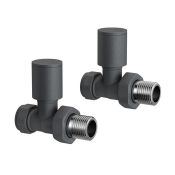 (H109) Anthracite Standard Connection Straight Radiator Valves 15mm Contemporary anthracite finish