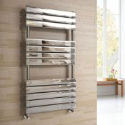 (H49) 1200x600mm Chrome Flat Panel Ladder Towel Radiator RRP £379.99 Low carbon steel chrome