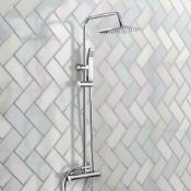 (T211) Square Exposed Thermostatic Shower Kit & Medium Shower Head. Simplistic Style The