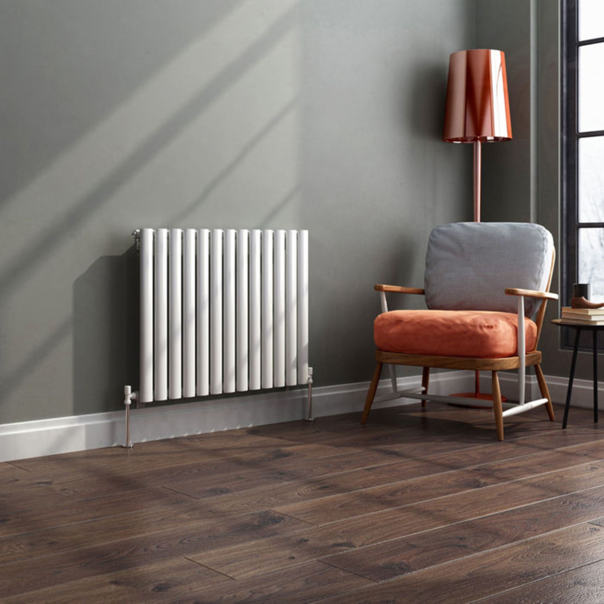 (H42) 600x780mm Gloss White Single Panel Oval Tube Horizontal Radiator RRP £267.99 Low carbon steel, - Image 2 of 3