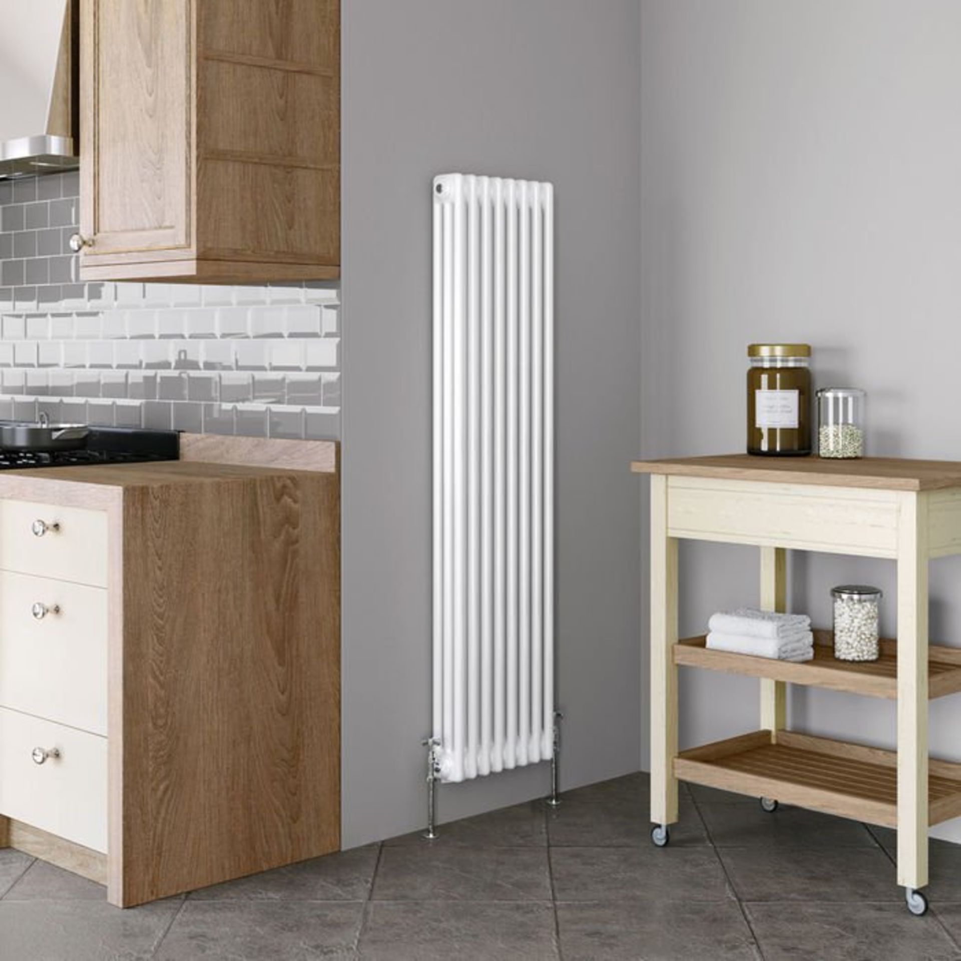 (H208) 1500x380mm White Triple Panel Vertical Colosseum Traditional Radiator. RRP £371.99. Low