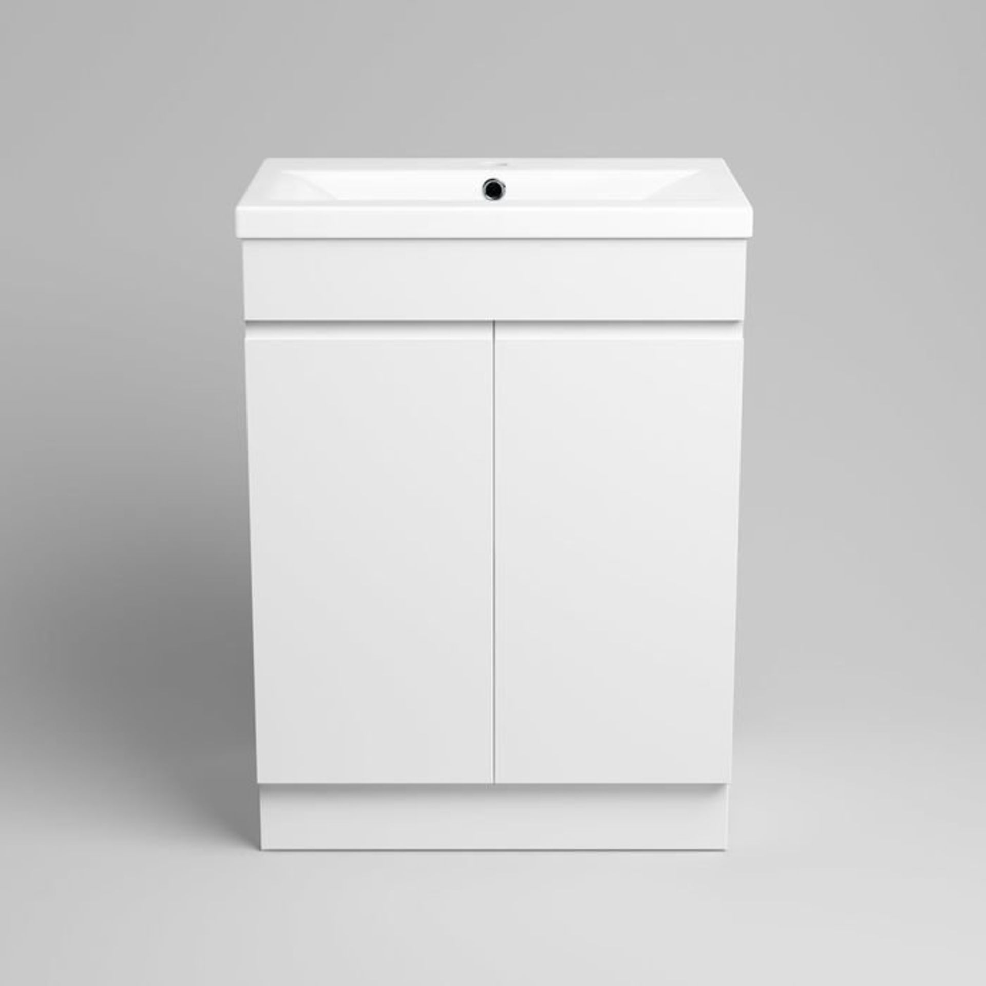 (H21) 600mm Trent High Gloss White Basin Cabinet - Floor Standing RRP £499.99. Includes groove - Image 4 of 4