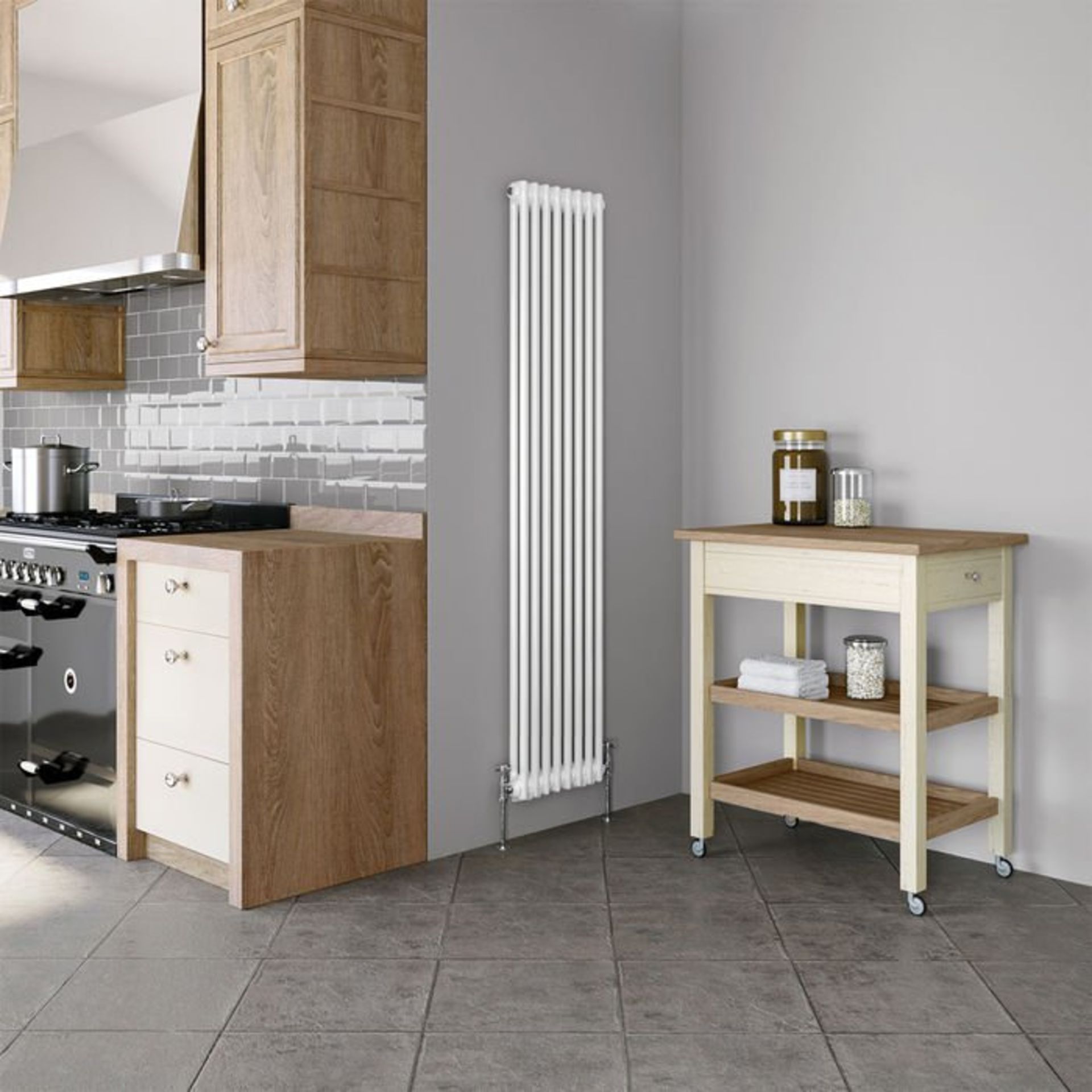 (H178) 1800x380mm White Double Panel Vertical Colosseum Traditional Radiator. RRP £274.99. Low - Image 3 of 4