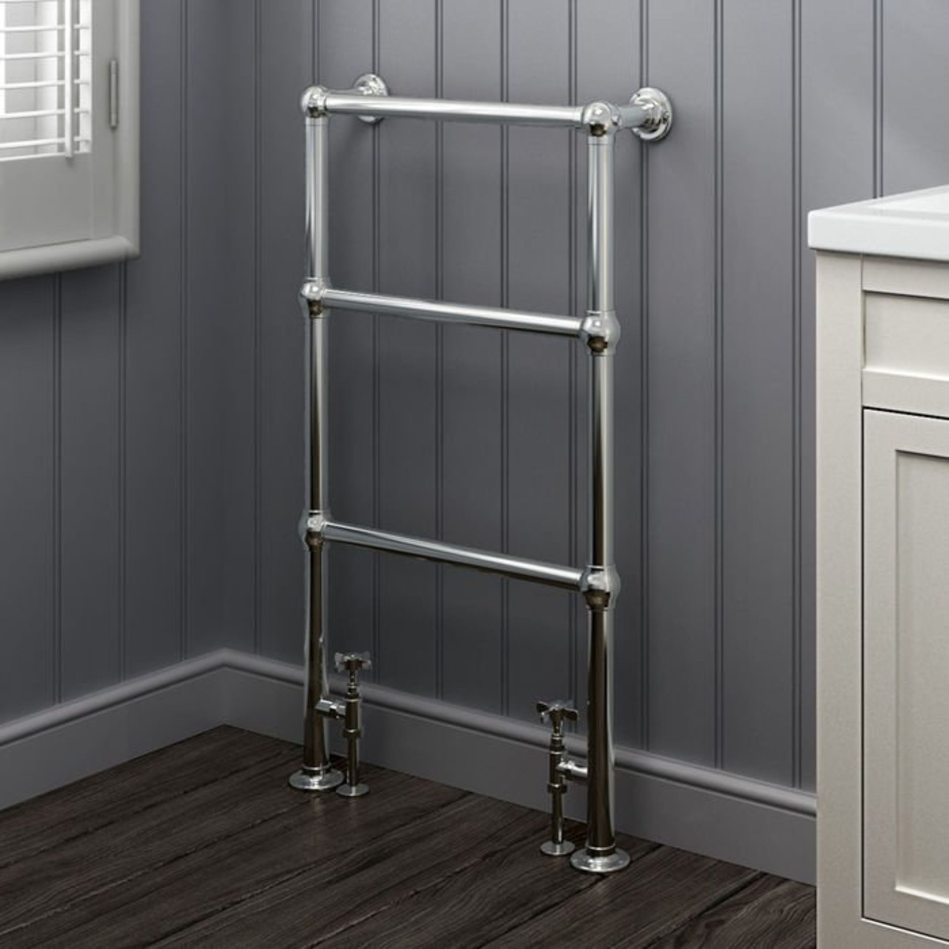 (S137) 914x535mm Traditional Chrome Towel Rail Radiator - Victoria Premium RRP £237.99 High grade