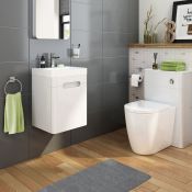 (H231) 400mm Tuscany Gloss White Single Door Basin Unit - Wall Hung. RRP £374.99. COMES COMPLETE