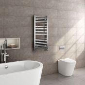 (H96) 1000x450mm Chrome Square Rail Ladder Towel Radiator RRP £269.99 Low carbon steel chrome plated