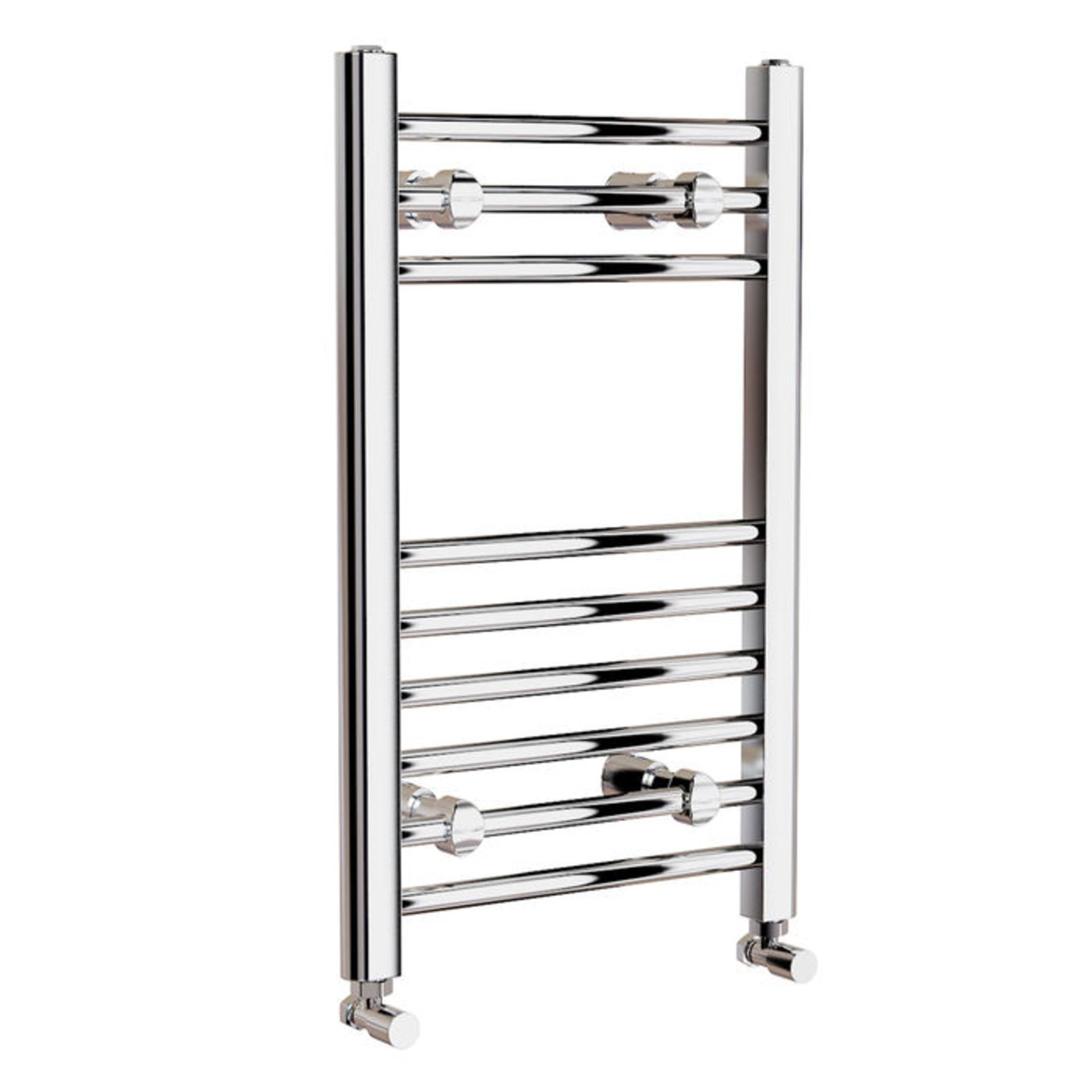 (H43) 650x400mm - Basic 20mm Tubes - Chrome Heated Straight Rail Ladder Towel Radiator Low carbon - Image 3 of 3