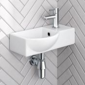 (H134) Isla Right Hand Wall Hung Cloakroom Basin - Small Wall hung feature is perfect for cloakrooms