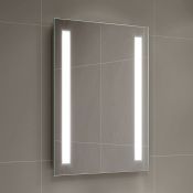 (V29) 500x700mm Omega LED Mirror - Battery Operated. Energy saving controlled On / Off switch