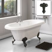 (G196) 1700mm Victoria Traditional Roll Top Bath - Black Ball Feet - Large. RRP £799.99.
