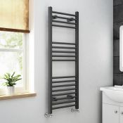 (S113) 1200x450mm - 20mm Tubes - Anthracite Heated Straight Rail Ladder Towel Radiator RRP £137.99